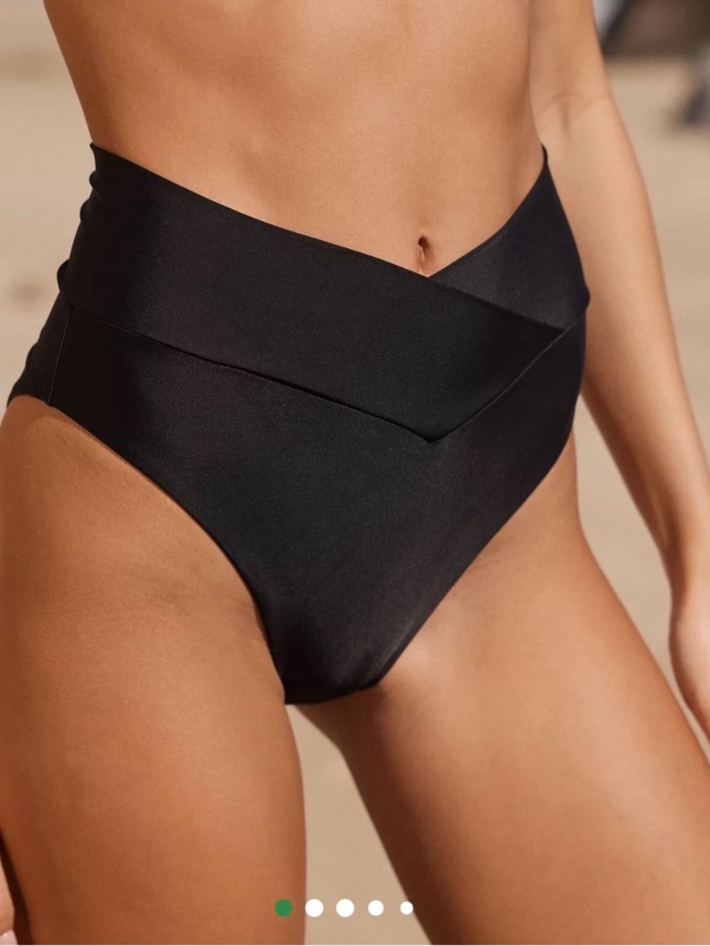 aerie Black Bikini Set. High-Cut Cheeky Bikini Bottoms and Scoop Top - Large